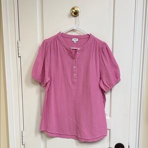 J. Crew Vibrant Pink Textured Blouse